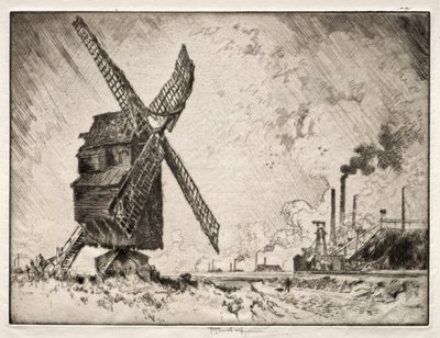 Vecchi e Nuovi Mulini, Valenciennes, Francia da Joseph Pennell