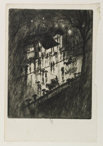 Notte piovosa, negozi di Charing Cross, 1903 da Joseph Pennell