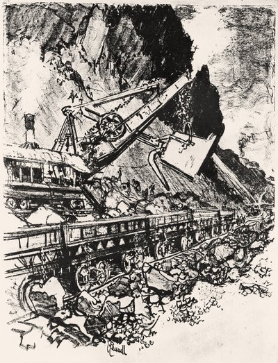Lavoro con la Pala a Vapore: Taglio di Culebra, tavola XIV da Il Canale di Panama di Joseph Pennell, 1912 da Joseph Pennell
