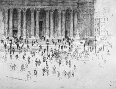 Gradini fuori dalla facciata ovest della Cattedrale di San Paolo, Città di Londra da Joseph Pennell