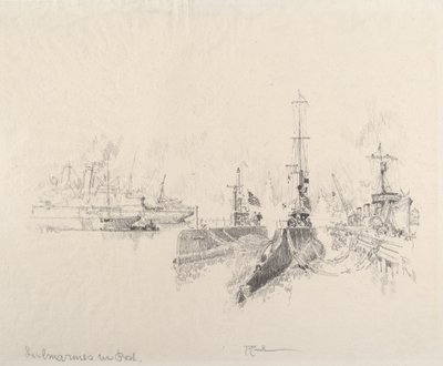 Sommergibili in porto da Joseph Pennell