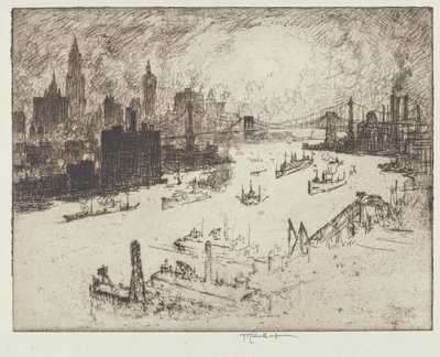 Tramonto, dal Ponte di Williamsburg da Joseph Pennell