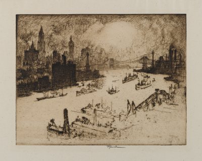 Tramonto dal Williamsburg Bridge, 1915 da Joseph Pennell