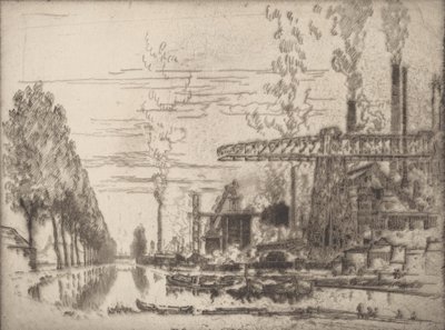 Il Canale di Bruxelles, Un Hobbema Moderno, 1910 da Joseph Pennell