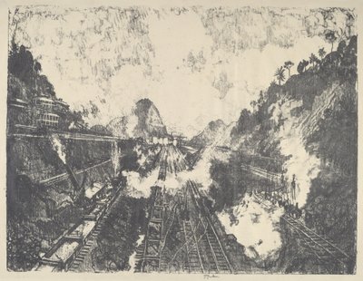 Il taglio, guardando verso Ancon Hill da Joseph Pennell