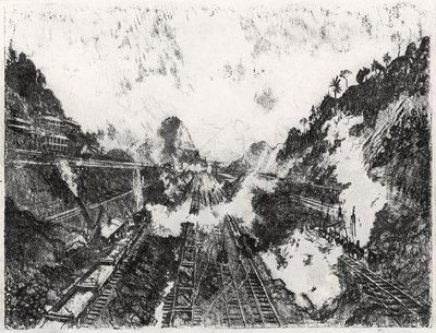 Il Taglio Verso Ancon Hill, tavola XVII da Il Canale di Panama di Joseph Pennell, 1912 da Joseph Pennell