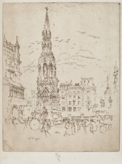 La croce di Elinor, davanti alla stazione ferroviaria di Charing Cross da Joseph Pennell