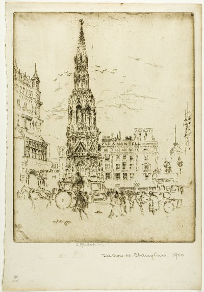 La Croce di Elinor, davanti alla stazione ferroviaria di Charing Cross da Joseph Pennell