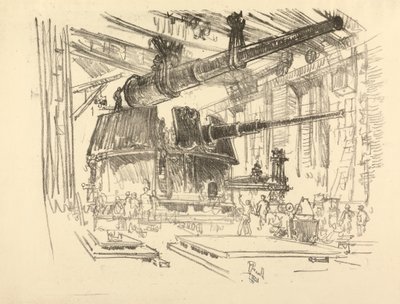 La serie della guerra inglese: W. 448 Montaggio di cannoni nelle torrette da Joseph Pennell