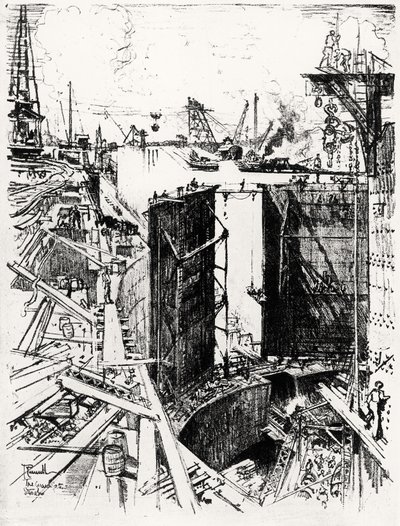 La porta di guardia a Gatun, tavola V da Il Canale di Panama di Joseph Pennell, 1912 da Joseph Pennell