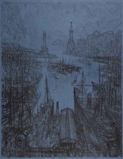 Il porto, Genova, 1913 da Joseph Pennell