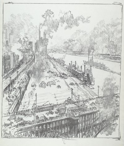 La diga dal ponte Eads, St. Louis da Joseph Pennell