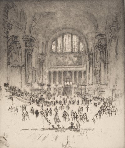 La Sala di Marmo, Stazione Pennsylvania, New York, 1919 da Joseph Pennell