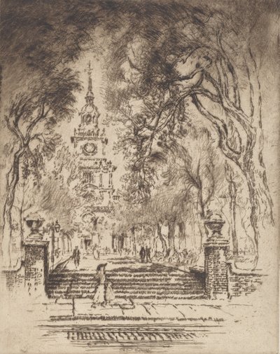 La piazza, Independence Square, Philadelphia, 1920 da Joseph Pennell