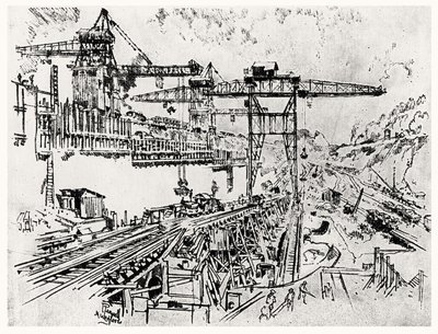 Le Mura della Chiusa di Miraflores, tavola XXIII da Il Canale di Panama di Joseph Pennell, 1912 da Joseph Pennell