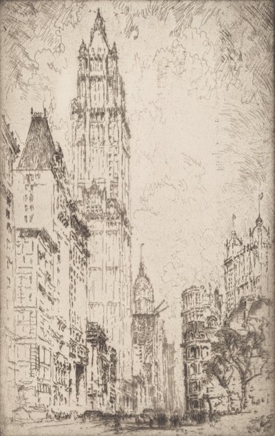 Il Woolworth Building, 1915 da Joseph Pennell