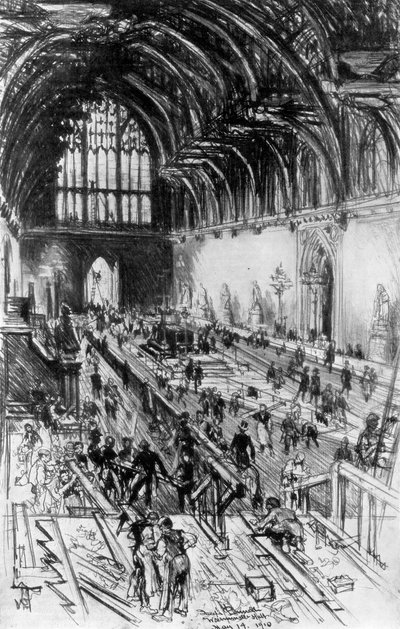 Gli operai in possesso, Westminster Hall, Londra, 1910 da Joseph Pennell
