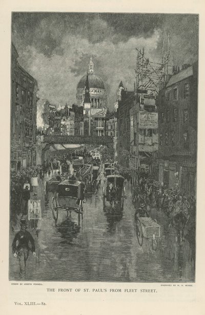 La facciata della Cattedrale di San Paolo da Fleet Street da Joseph Pennell