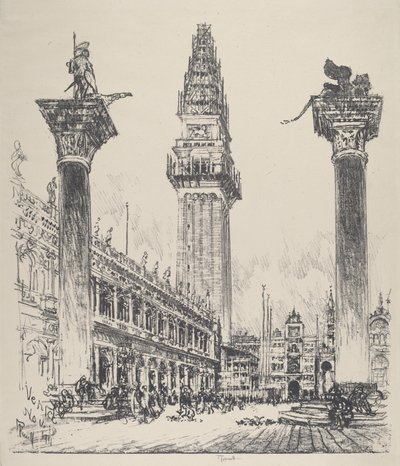 Venezia, ricostruzione del Campanile da Joseph Pennell