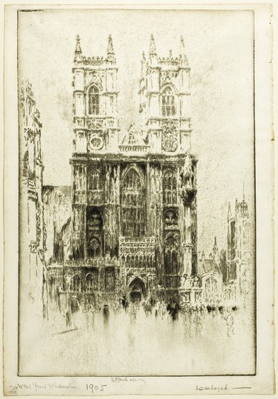 Facciata ovest, Abbazia di Westminster da Joseph Pennell
