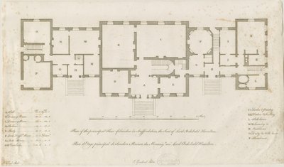 Sandon Hall - Piano del piano principale da Joseph Pickford