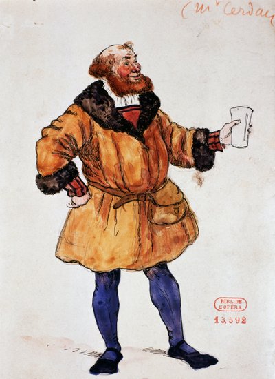 Costume per il personaggio di Brander in La Dannazione di Faust di Hector Berlioz, schizzo di Joseph Porphyre Pinchon da Joseph Porphyre Pinchon