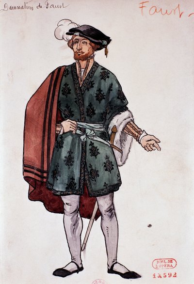 Costume per il personaggio di Faust in La dannazione di Faust di Hector Berlioz, bozzetto di Joseph Porphyre Pinchon (1871-1953) da Joseph Porphyre Pinchon