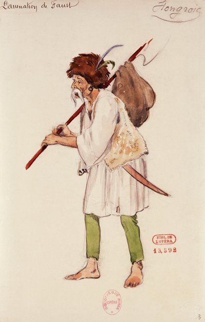 Costume per il personaggio ungherese in Damnation of Faust di Hector Berlioz, bozzetto di Joseph Porphyre Pinchon da Joseph Porphyre Pinchon