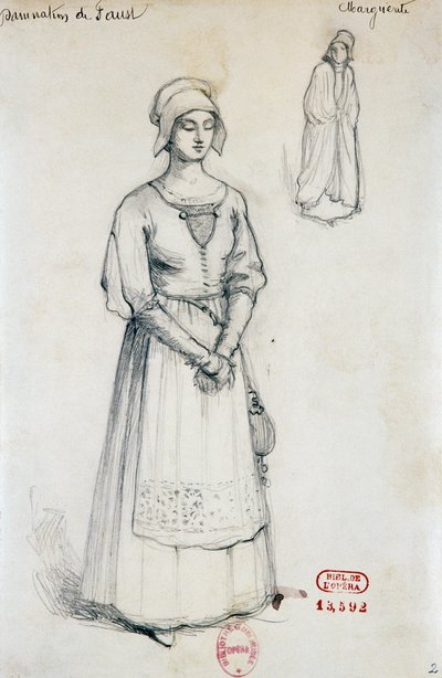 Costume per il personaggio di Margherita in Dannazione di Faust di Hector Berlioz, schizzo di Joseph Porphyre Pinchon (1871-1953) da Joseph Porphyre Pinchon