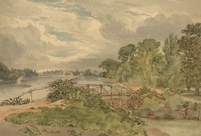 Paesaggio fluviale con chiusa in primo piano da Joseph Powell