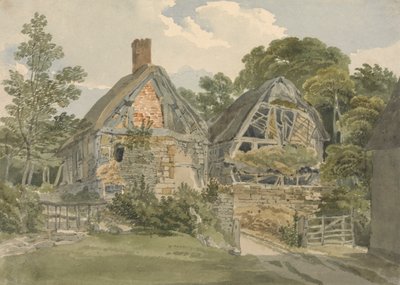 Cottage con Tetto di Paglia e Fienile Adiacente da Joseph Powell