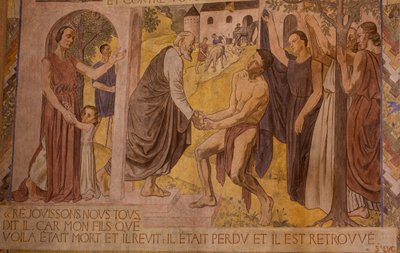 Il figliol prodigo. Affresco nella Cattedrale di Nanterre da Joseph Radan