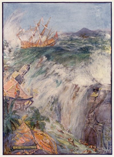 Distruzione di Port Royal, Giamaica da Joseph Ratcliffe (after) Skelton