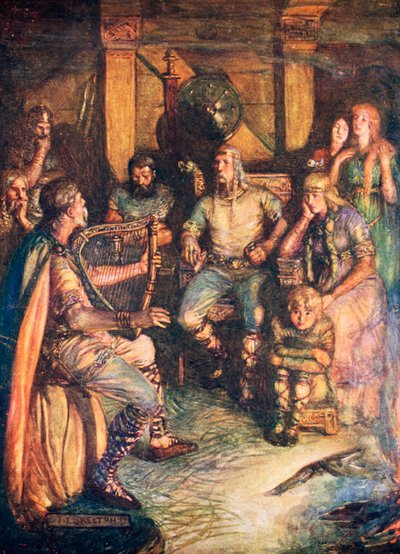 Menestrello che canta le gesta eroiche da Joseph Ratcliffe Skelton
