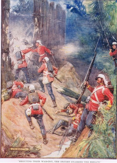 Gridando il loro grido di guerra, i britannici caricarono la breccia da Joseph Ratcliffe Skelton