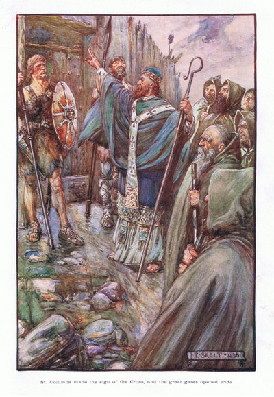 San Columba fece il segno della croce e i grandi cancelli si aprirono ampiamente da Joseph Ratcliffe Skelton