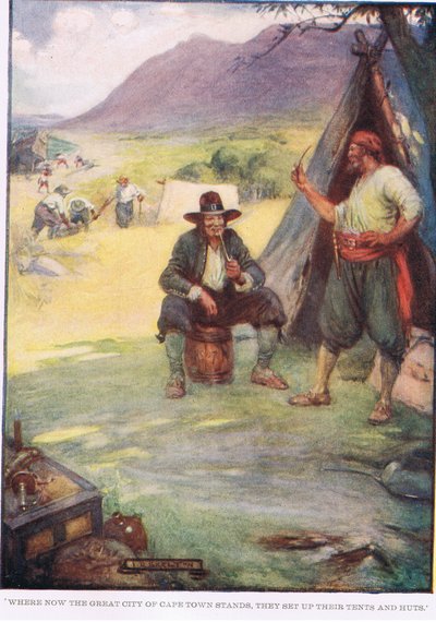 Dove sorge la grande città di Città del Capo, montarono le loro tende e capanne da Joseph Ratcliffe Skelton