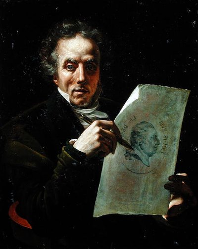 Autoritratto con un disegno di Luigi XVIII (1755-1824) da Joseph Roques