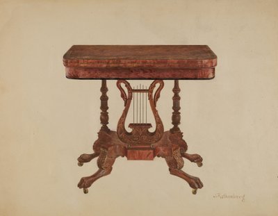 Tavolo con piedistallo a lira, 1936 da Joseph Rothenberg