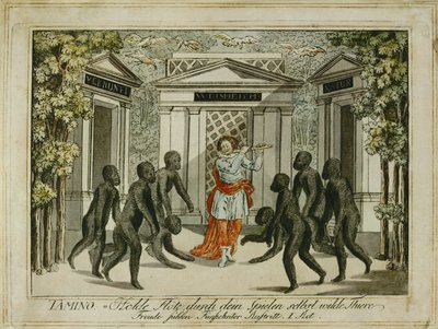 Tamino doma gli animali con il Flauto Magico ... (incisione) da Joseph Schaffer