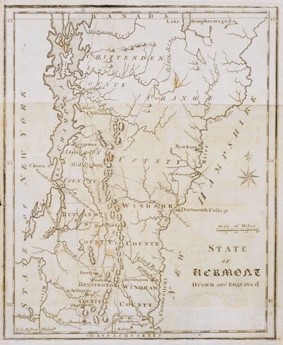 Mappa dello Stato del Vermont da Joseph Scott