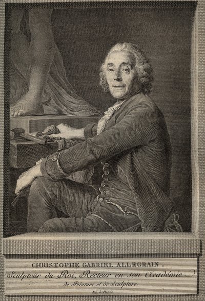 Ritratto di Christophe-Gabriel Allegrain (1710-1795) scultore francese - incisione dopo il dipinto di Joseph-Siffrein Duplessis da Joseph Siffred (after) Duplessis