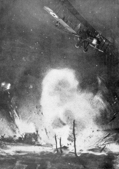 Bombardamento aereo britannico sulle linee tedesche, Prima Guerra Mondiale, 1914-1918 1926 da Joseph Simpson