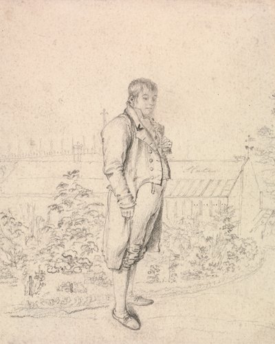Schizzo di Sir Walter Scott in un giardino da Joseph Slater