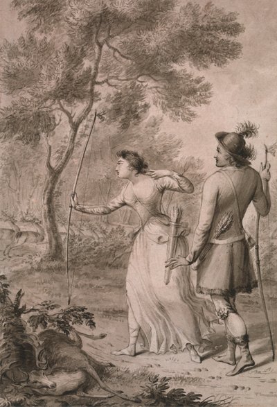 Robin Hood e Clarinda a caccia di cervi da Joseph Slater