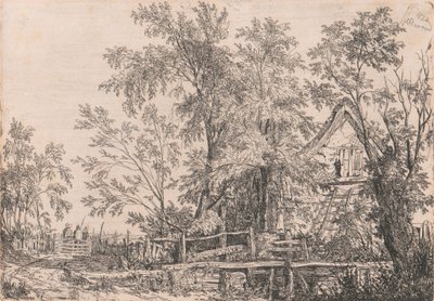 Cottage abbandonato nel paesaggio con figure da Joseph Stannard