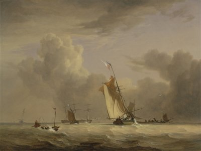 Barca da pesca e altre imbarcazioni in una forte brezza da Joseph Stannard