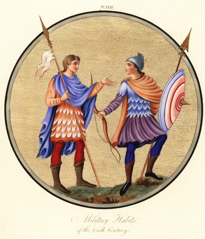Soldati anglosassoni con armatura a scaglie da Joseph Strutt