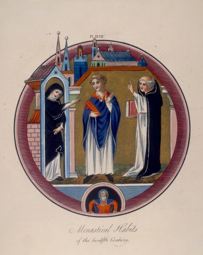 Abiti monastici del dodicesimo secolo, c. 1797 da Joseph Strutt