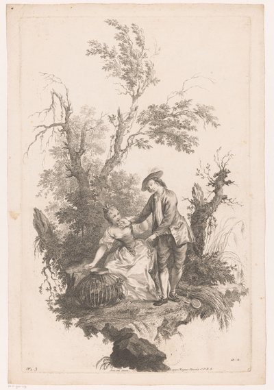 Uomo e donna con un cesto di volatili da Joseph Wagner (possibly)
